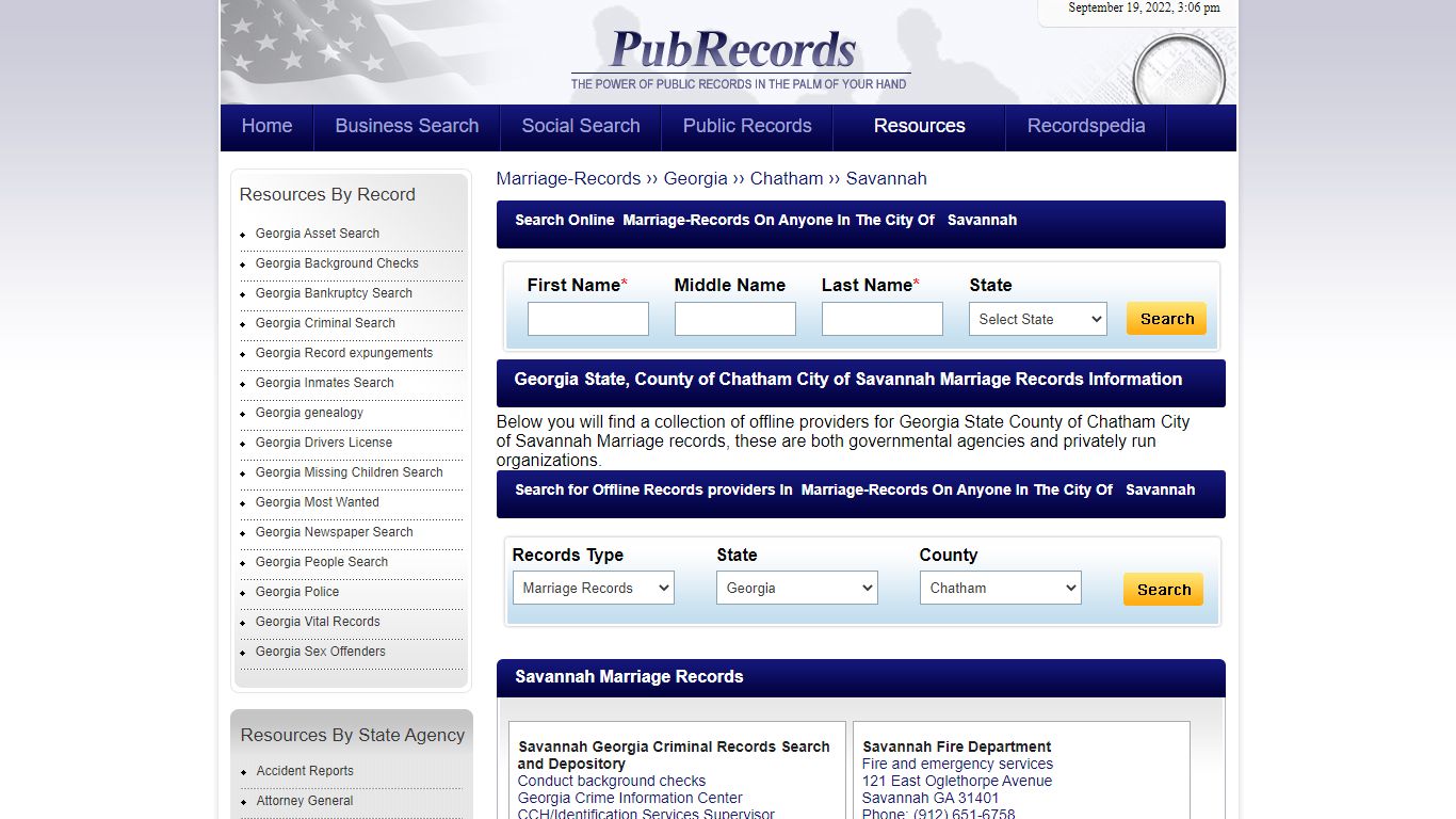 Savannah, Chatham County, Georgia Marriage Records